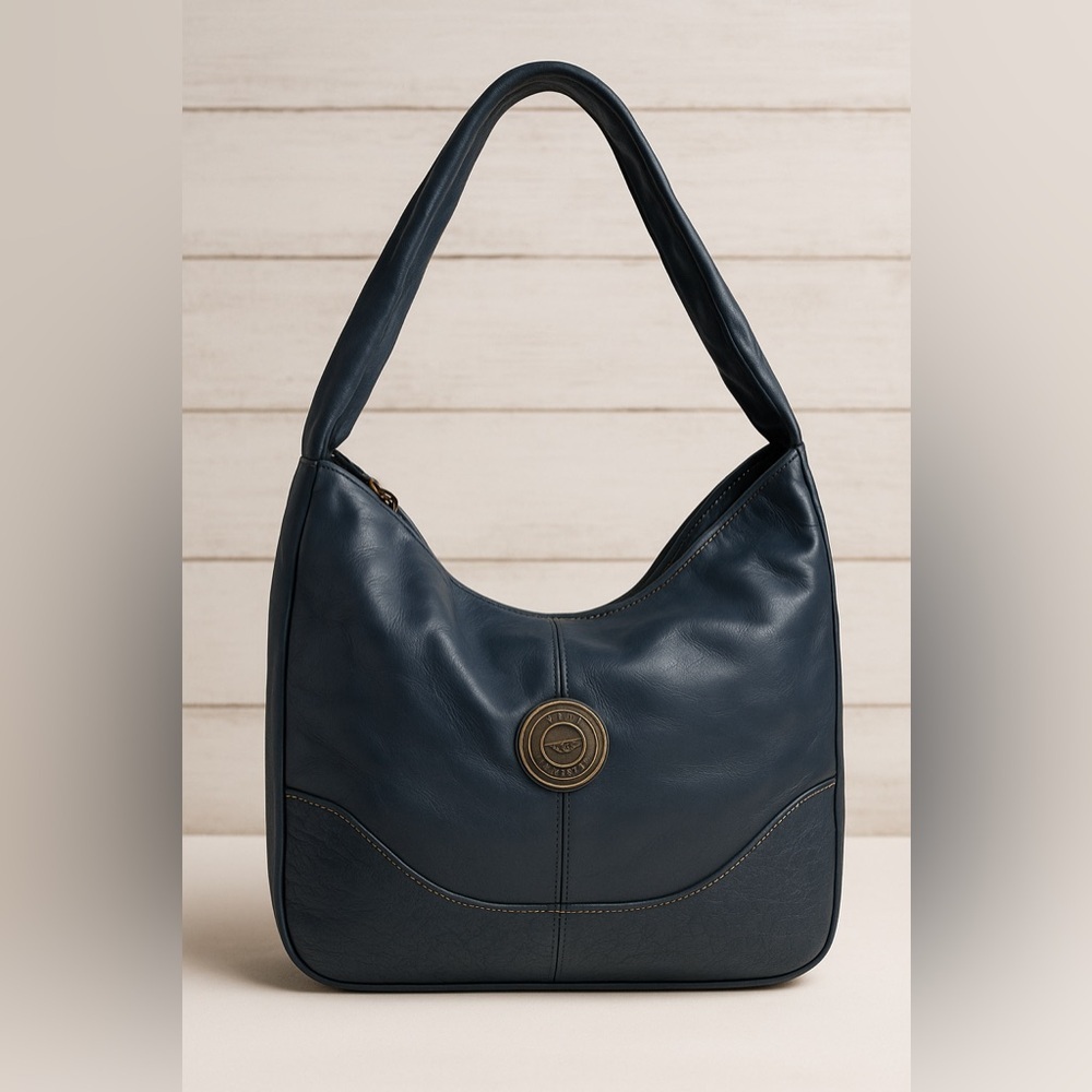Capezio 1887 Navy Blue Faux Leather Hobo Shoulder Bag Vintage